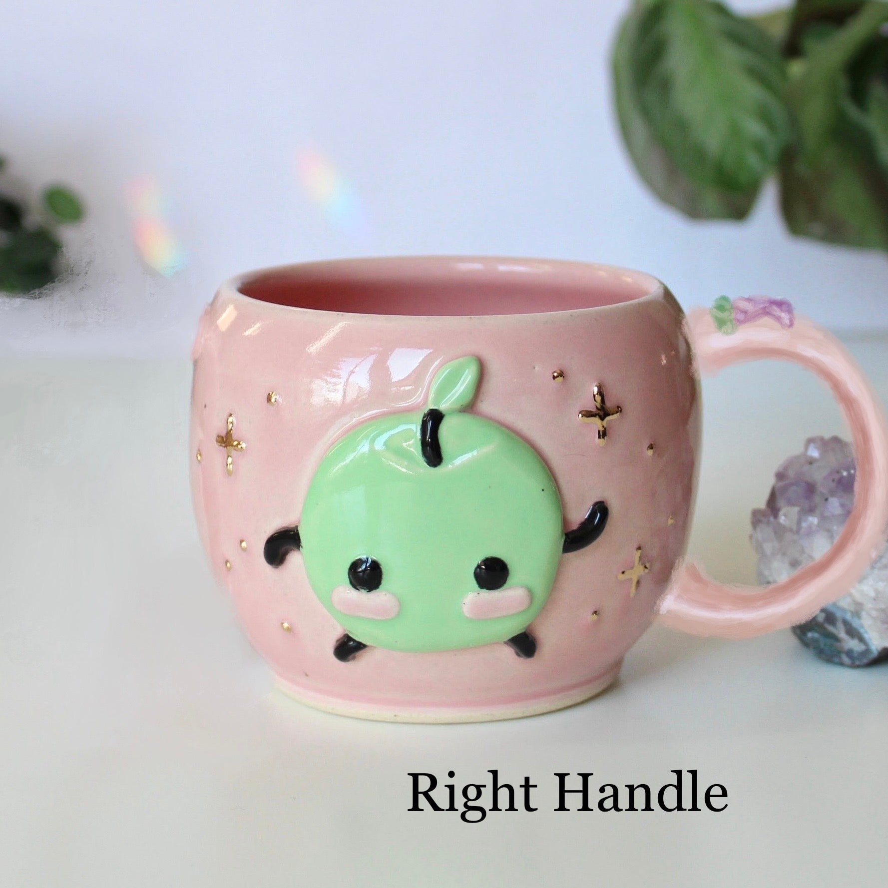 ⭐️PREORDER: Light Green Junimo - Pastel Pink Mug - 18oz