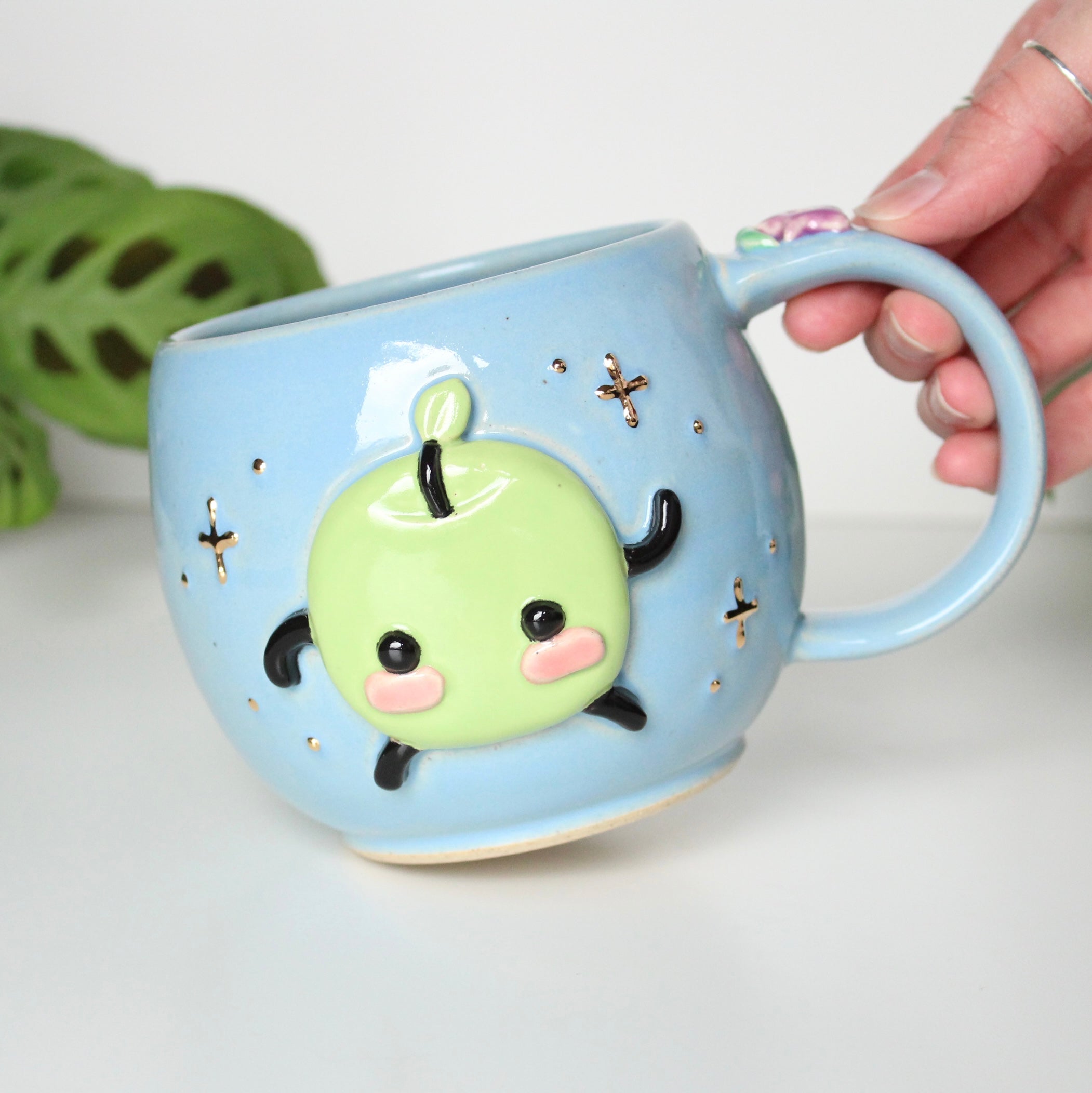 ⭐️PREORDER: Green Apple Junimo - Sky Blue Mug - 18oz