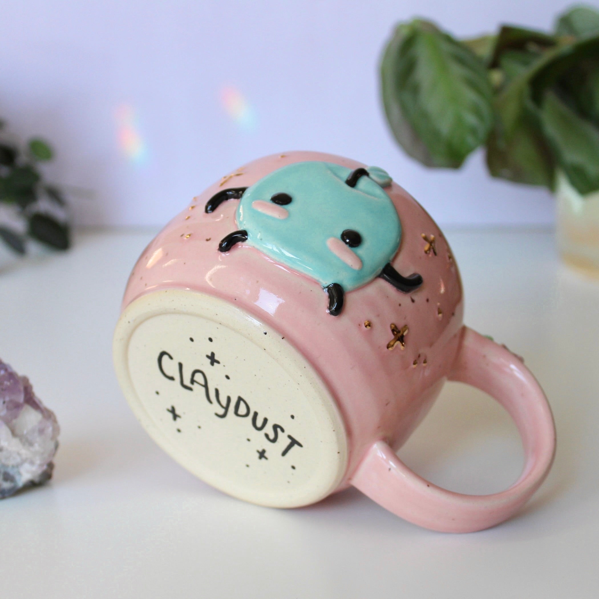 ⭐️PREORDER: Sky Blue Junimo - Pastel Pink Mug - 18oz