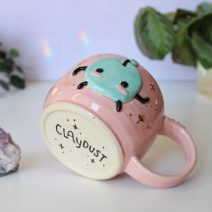 ⭐️PREORDER: Sky Blue Junimo - Pastel Pink Mug - 18oz