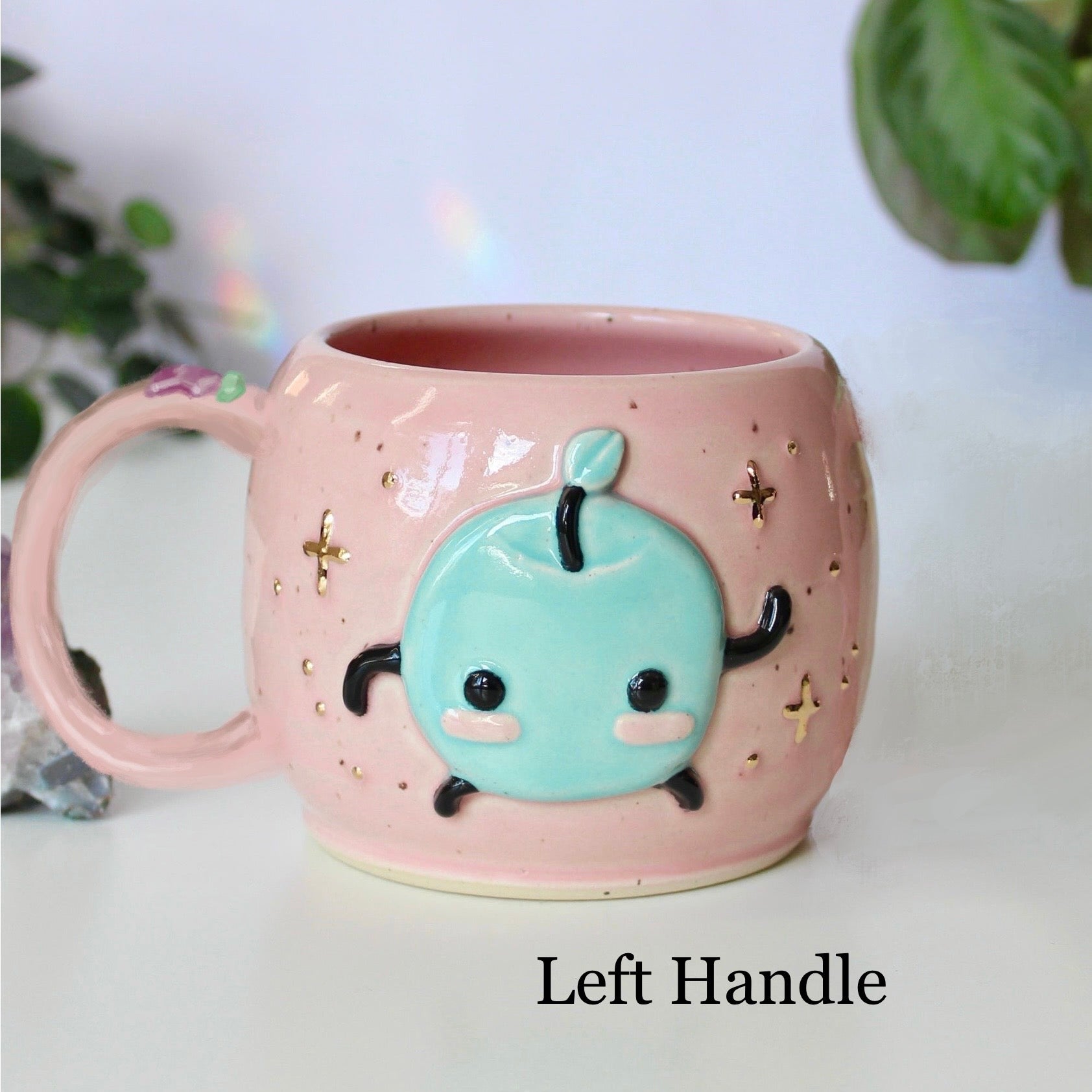 ⭐️PREORDER: Sky Blue Junimo - Pastel Pink Mug - 18oz